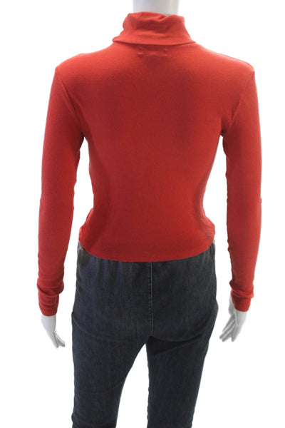 Madewell Womens Cropped Turtleneck Tee Red Long Sleeve Size S