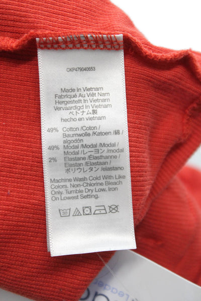 Madewell Womens Cropped Turtleneck Tee Red Long Sleeve Size S