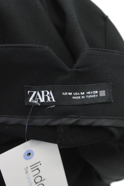 Zara Womens Dress Pants Black Polyester Pull On Size M
