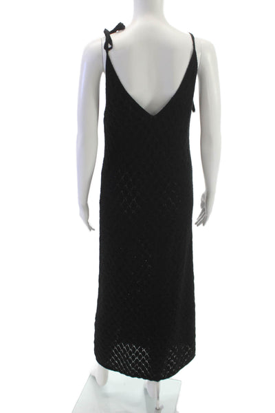 Zara Women Black V Neck Sleeveless Maxi Dress Cotton Polyester Size M