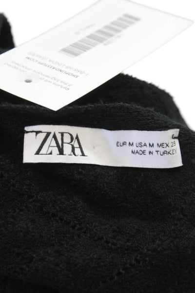 Zara Women Black V Neck Sleeveless Maxi Dress Cotton Polyester Size M