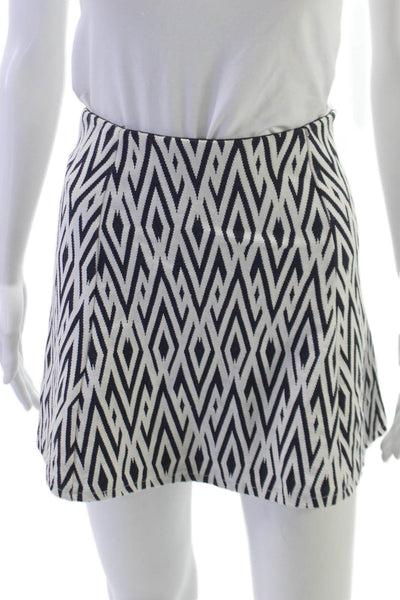 Zara Women A-Line Black Cotton Geometric Knee Length Skirt Size S