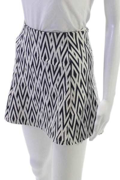 Zara Women A-Line Black Cotton Geometric Knee Length Skirt Size S