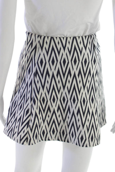 Zara Women A-Line Black Cotton Geometric Knee Length Skirt Size S