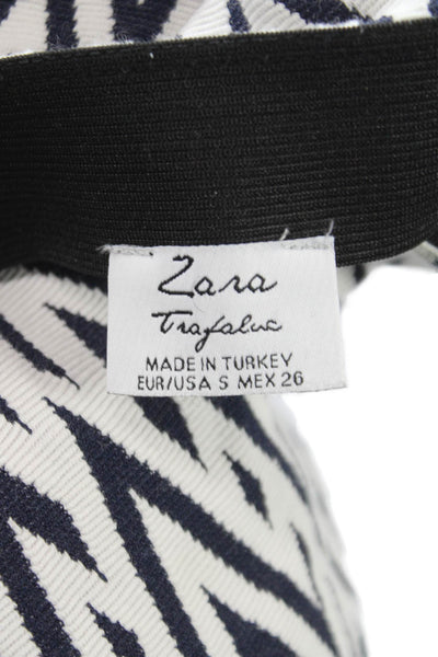 Zara Women A-Line Black Cotton Geometric Knee Length Skirt Size S