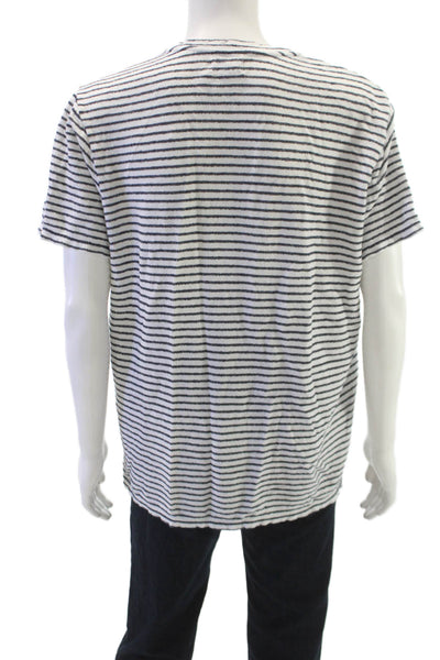 Velvet by Graham & Spencer Mens Henley Striped Cotton T-Shirt White Size XL