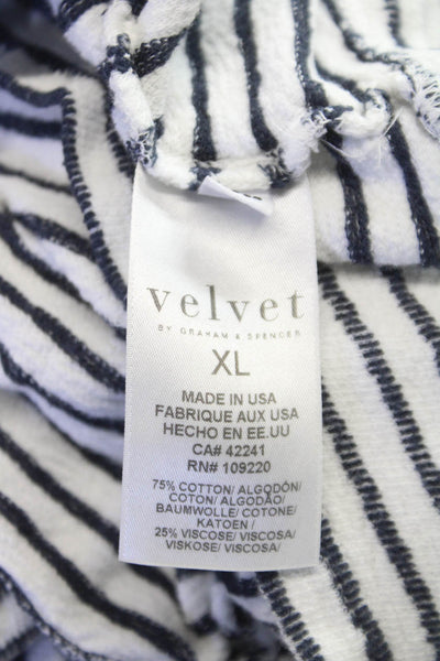 Velvet by Graham & Spencer Mens Henley Striped Cotton T-Shirt White Size XL