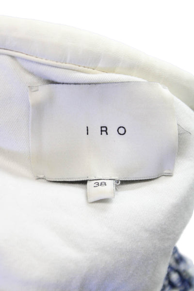IRO Womens Basic Jacket White Geometric Long Sleeve Button Cotton Size 38