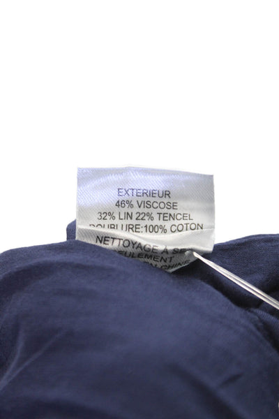 Sea New York Women Fit & Flare Blue V-Neck Long Sleeve Viscose Dress Size 2