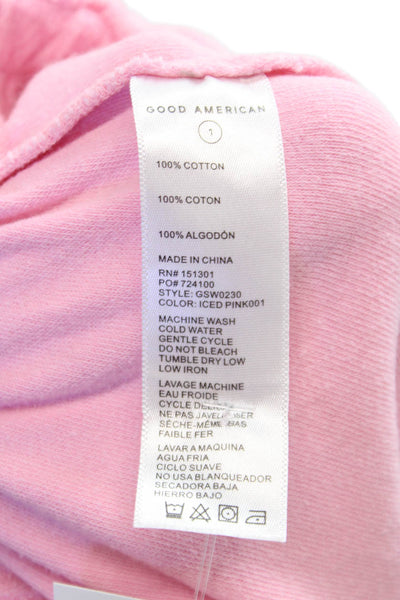 Good American Womens Romper Pink Button Short Sleeve Cotton Size 1