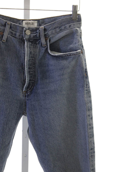 Agolde Womens Straight Jeans Blue High Rise Button 100% Cotton Size 26