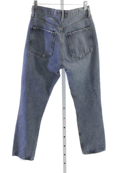 Agolde Womens Straight Jeans Blue High Rise Button 100% Cotton Size 26