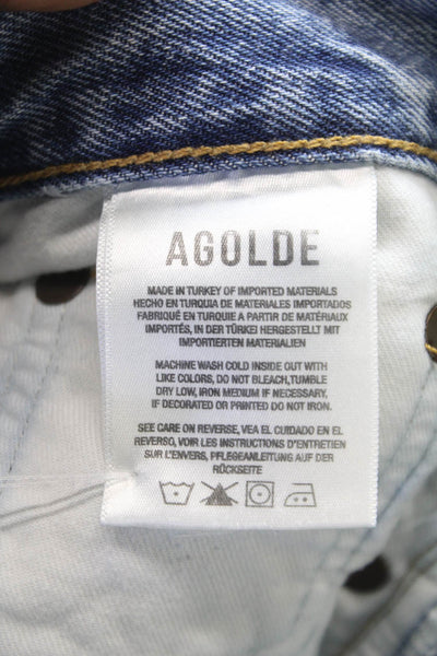 Agolde Womens Straight Jeans Blue High Rise Button 100% Cotton Size 26