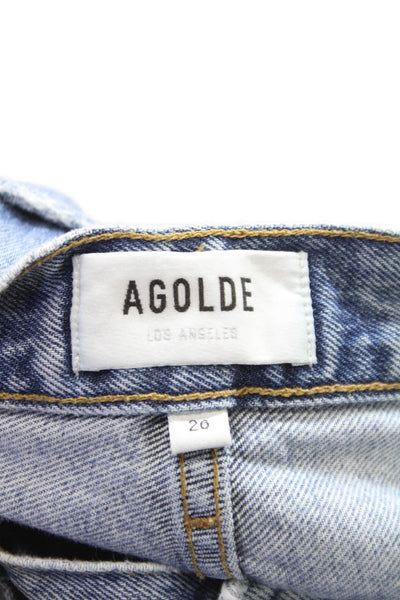 Agolde Womens Straight Jeans Blue High Rise Button 100% Cotton Size 26