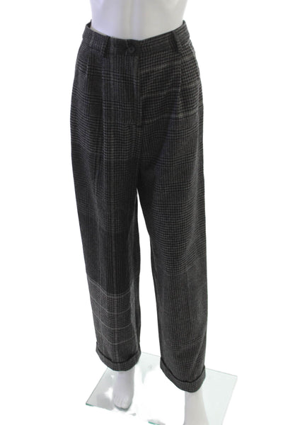 McQ Unisex Adults Gray Wool Plaid Dress Pants 30in Inseam Size XS