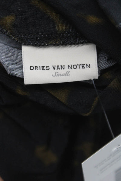 Dries Van Noten Women Black Animal Print Turtleneck Long Sleeve T-Shirt Size S