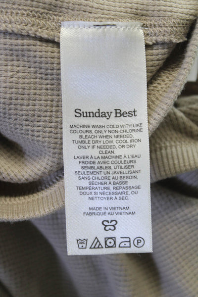 Sunday Best Women Cropped T-Shirt Beige Crew Neck Long Sleeve Size S