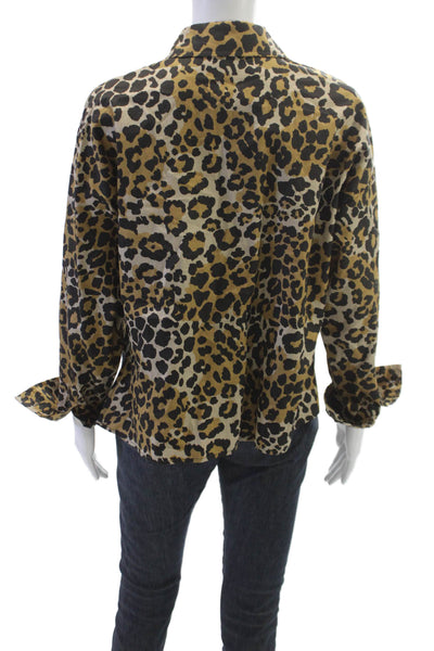 Weekend Womens Animal Print Button-Up Top Long Sleeve Multicolor Size S