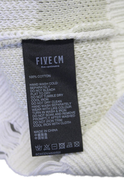 Five CM Women Cardigan White Check Cotton V Neck Long Sleeve Fall Size XS