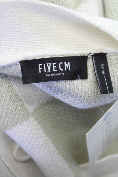 Five CM Women Cardigan White Check Cotton V Neck Long Sleeve Fall Size XS