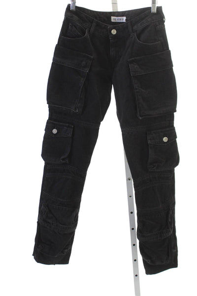 The Attico Womens Tapered Jeans Black Cotton Low Rise Size S