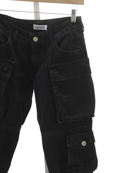 The Attico Womens Tapered Jeans Black Cotton Low Rise Size S