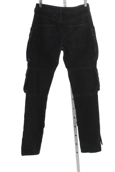The Attico Womens Tapered Jeans Black Cotton Low Rise Size S
