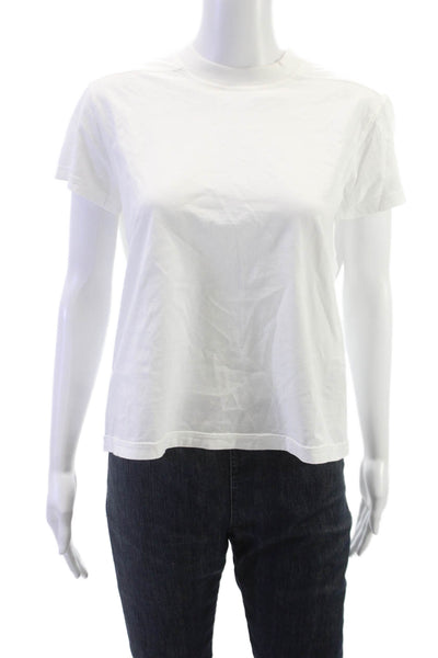Sombra Oscura Women Basic White Cotton Crew Neck Short Sleeve T-Shirt Size L