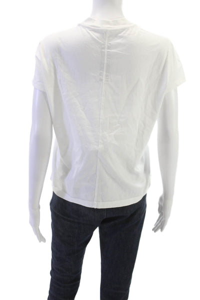 Sombra Oscura Women Basic White Cotton Crew Neck Short Sleeve T-Shirt Size L