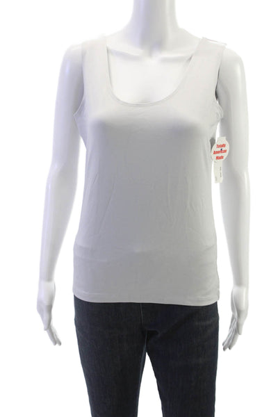 A'nue Ligne Women Basic Gray Nylon Scoop Neck Sleeveless Tank Size L
