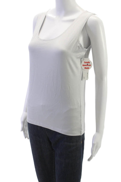 A'nue Ligne Women Basic Gray Nylon Scoop Neck Sleeveless Tank Size L