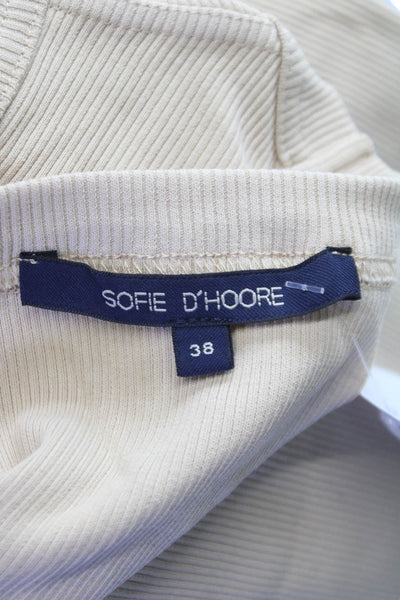 Sofie D Hoore Women Basic Tank Beige Cotton Sleeveless Round Neck Size 38