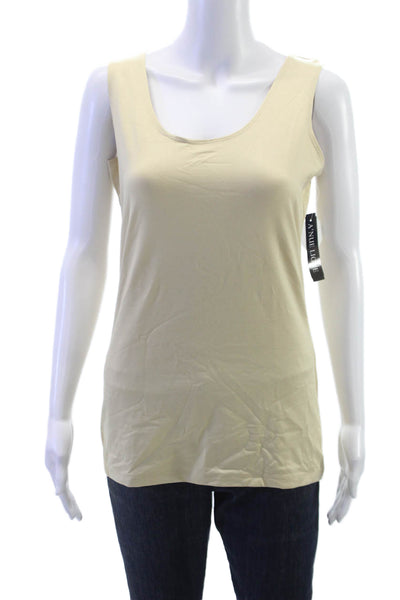 A'nue Ligne Womens Basic Sleeveless Scoop Neck Tactel Tank Beige Size L