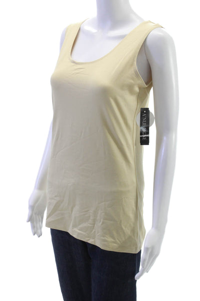 A'nue Ligne Womens Basic Sleeveless Scoop Neck Tactel Tank Beige Size L