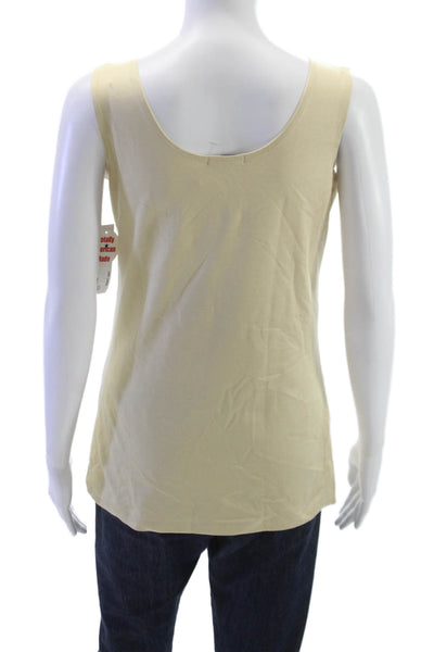 A'nue Ligne Womens Basic Sleeveless Scoop Neck Tactel Tank Beige Size L