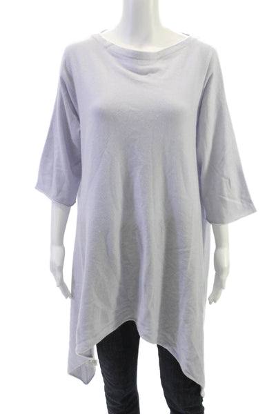 Kassalty Women Tunic Sweater Gray Boat Neck 3/4 Sleeve Nylon Fall Size L
