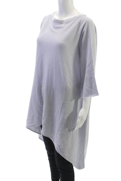 Kassalty Women Tunic Sweater Gray Boat Neck 3/4 Sleeve Nylon Fall Size L