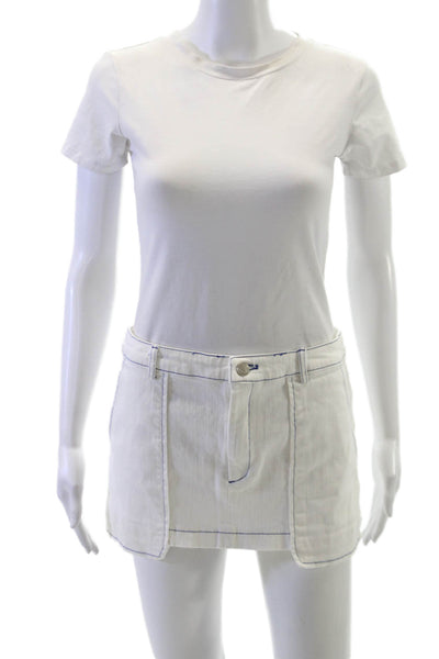 By Dyln Womens White Cotton Straight Pencil Short Skirt Button Size M