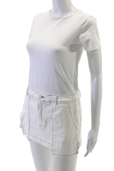 By Dyln Womens White Cotton Straight Pencil Short Skirt Button Size M