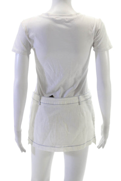 By Dyln Womens White Cotton Straight Pencil Short Skirt Button Size M