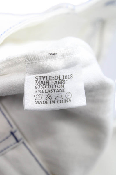 By Dyln Womens White Cotton Straight Pencil Short Skirt Button Size M