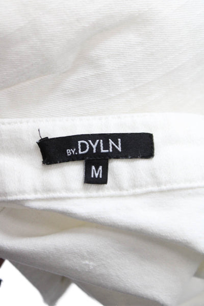 By Dyln Womens White Cotton Straight Pencil Short Skirt Button Size M