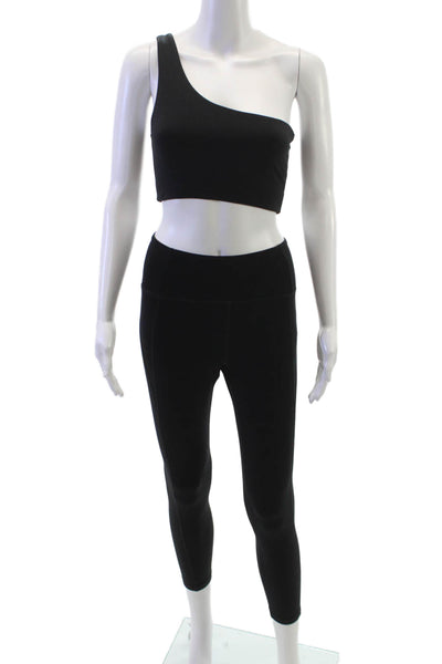Girlfriend Collective Women Black One Shoulder Sleeveless Leggings Set Size S