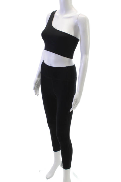 Girlfriend Collective Women Black One Shoulder Sleeveless Leggings Set Size S