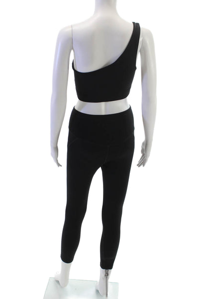 Girlfriend Collective Women Black One Shoulder Sleeveless Leggings Set Size S