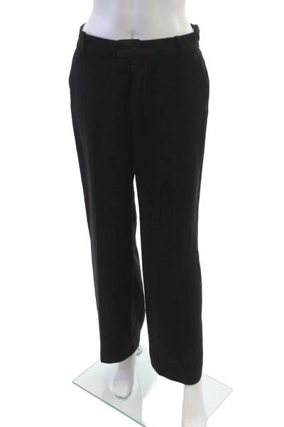Zara Women Solid Black Dress Pants Button Polyester Size S