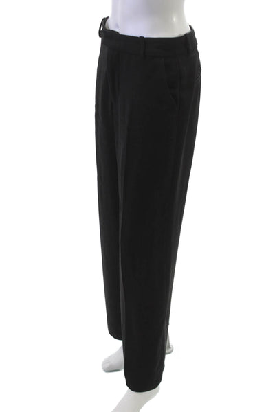 Zara Women Solid Black Dress Pants Button Polyester Size S