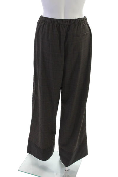 Zara Womens Dress Pants Brown Check Polyester Pull On Size XS