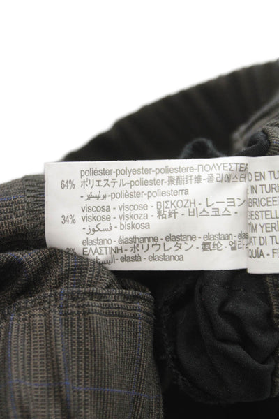 Zara Womens Dress Pants Brown Check Polyester Pull On Size XS