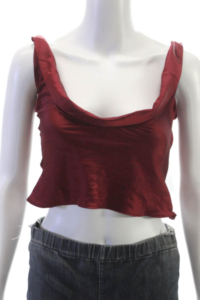 Lioness Women Cropped Cowl Neck Sleeveless Tank Red Size XS